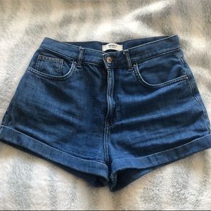 Forever 21 Blue High-Waist Jean Shorts